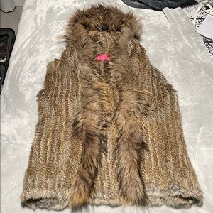 Women's Real Fur Vest in Brown